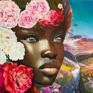 Hope tableau africain visage peinture sur toile fait main huile sur lin ABD